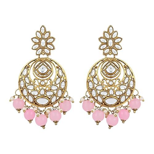 Image of I Jewels Traditional Design Handcrafted Kundan & Pearl Earrings for Women