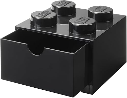 Miniatura 4 de LEGO - Cajón de escritorio con 4 perillas, color negro, caja de almacenamiento apilable, 6.220 x 6.220 x 4.449 in, capacidad de 2.9 L,