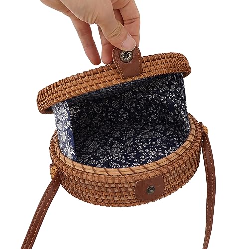 Zerodis Round Straw Purse, Rattan Bag with Adjustable Strap Summer Beach Crossbody Basket Vacation Purse for Women3
