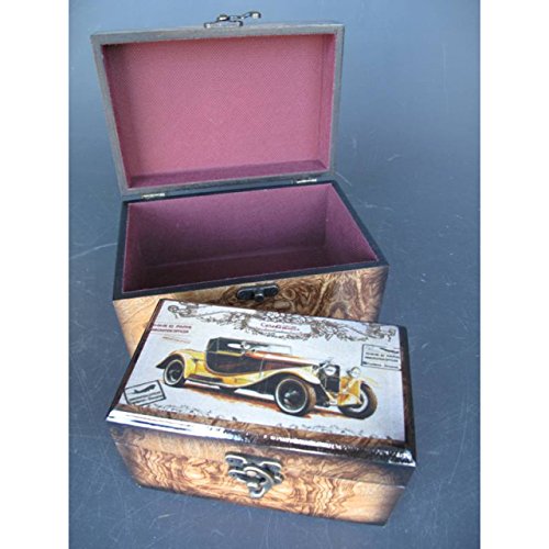 Preisvergleich Produktbild Nostalgisches Schmuckschatullen-Set Oldtimer Holz Schmuckkasten Schatulle Auto Deko