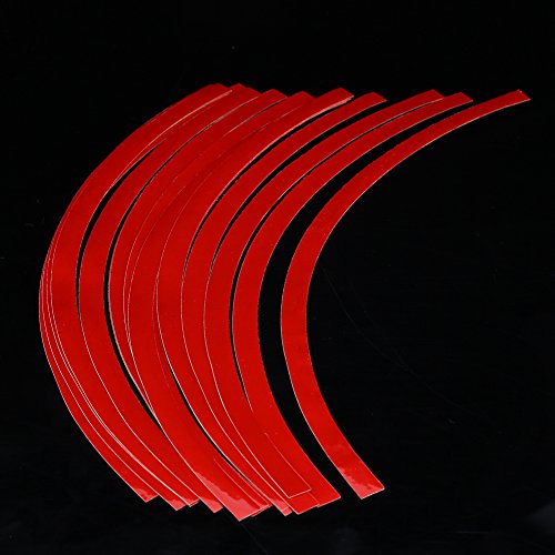 Tiras adhesivas universales para llantas de coche de color rojo reflectante 4