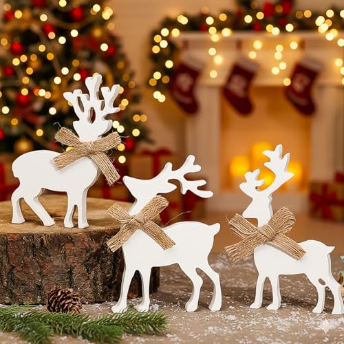 AllisWay Weihnachtsdeko Rentier, 3PCS Weihnachtsdeko Hirsch Mit...