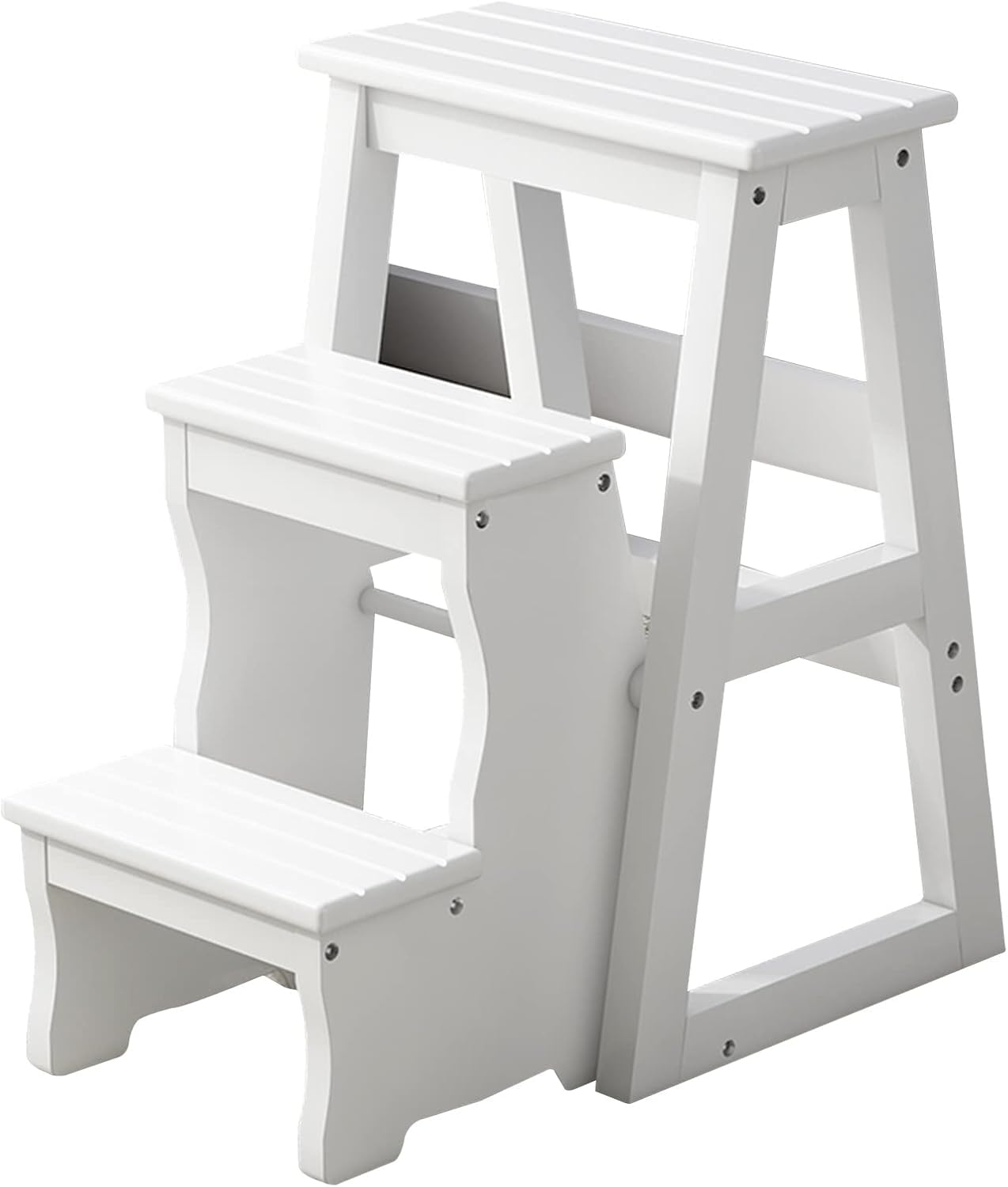 Banc pour se chausser et marchepied en bois pliant pour optimiser la cuisine