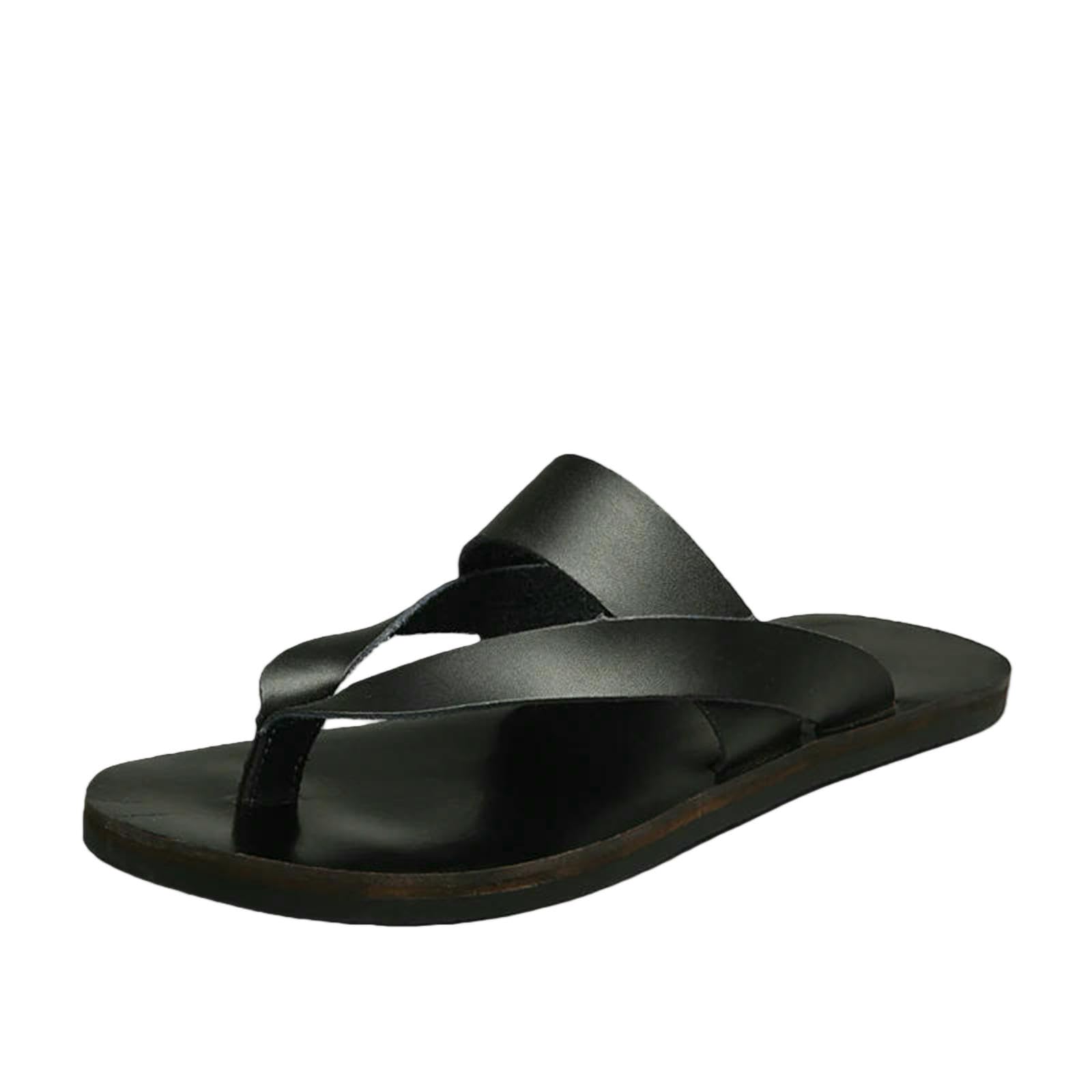 Ciabatte Estive Pantofole da Uomo Scarpe Spiaggia per Hotel Bigslip On Light Flats Infradito Esterno-nero-43