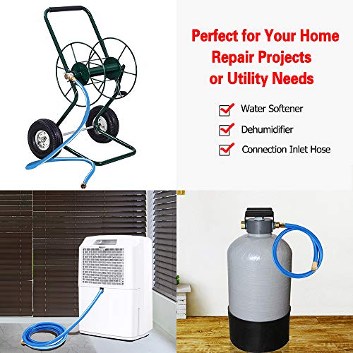 Solution4Patio Garden Hose Short 3/4 In. X 10 Ft. Water Hose Blue Lead-In Hose Male/Female High Water Pressure With Solid Brass Fittings For Water Softener, Dehumidifier, Vehicle 8 Years Warranty #TOP1