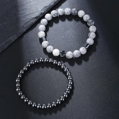 Bracelet hommes bijoux volcan ensemble de 2 pièces idée cadeau