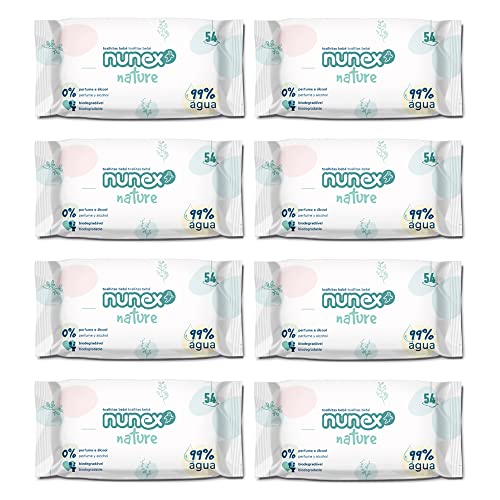 Toallitas 99% Agua Protección Óptima para Bebés, Biodegradables, 0% Perfume y Alcohol - 8 Paquetes, 432 unidades