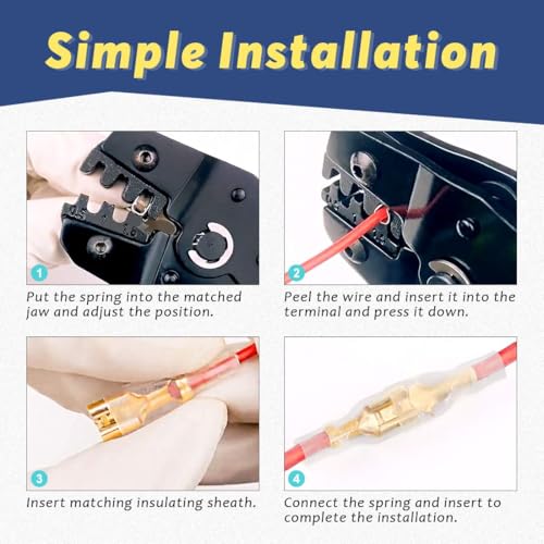 Image of Preptep 315pcs Male and Female Spade Connectors Kit With Insulating Sleeve - 2.8mm, 4.8mm, 6.3mm Crimp Terminals for Electrical Wiring