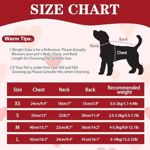 Yaopelky Small Dog Jumper Dress with Heart Pattern Valentine’s Day Puppy Sweaters Knitted Turtleneck Pet Outfits Warm Dog Clothes for Small Dogs Cats (Red - Image 2