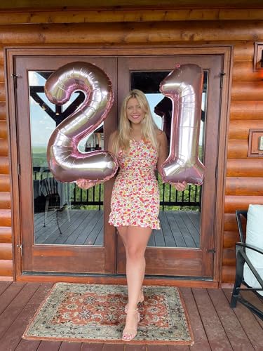 Image of Number Balloons Rose Gold 1 Balloon 40 inch for 1st Birthday Decoration | Saturated Color, Large 40 in, With Straw & Hanging Hole, For Back-to-School Season, Wedding, Christmas, New Year, Anniversary