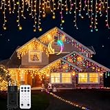 BESCOST Guirlande Noël Exterieur 10m 400 LED, Rideau Lumineux Exterieur Multicolore et Bl...