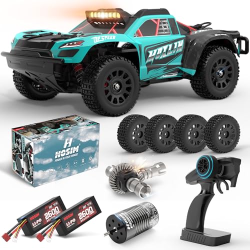 Hosim 1/14 RTR Brushless RC Cars for Adult, Max 50mph Fast Adults RC Trucks 4x4 All Terrain Off Road, Waterproof High Speed Electric Hobby RC Truck Monster Trucks with 2 * 2600mAh 3S Battery