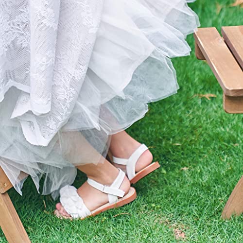 Felix & Flora Toddler Girl White Sandals Size 9 - Easter Flower Girl Dress Shoes Open Toe Little Kid Summer Flats #TOP2
