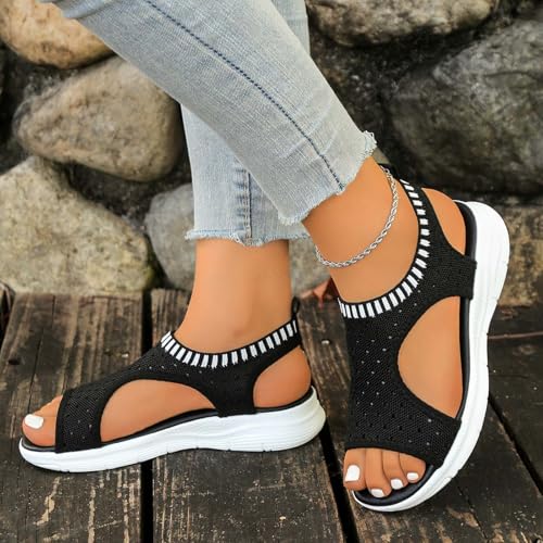 Sandales d'été tendance légères unies bout en résille confortables
