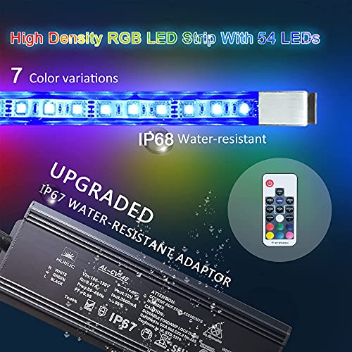 36" Water Pool Fountain 304 Stainless Steel Lighted Pool Waterfall Spillway With Wider Water Flow Platform, Multi-Color Led Strip Light With Remote Control For Indoor, Garden, Outdoor Decoration #TOP3
