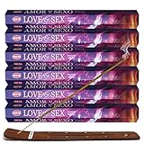 TRUMIRI Incense Stick Holder Bundle with Hem Love & Sex 20g Incense Sticks - Pack of 6 (Approx 120 Sticks)