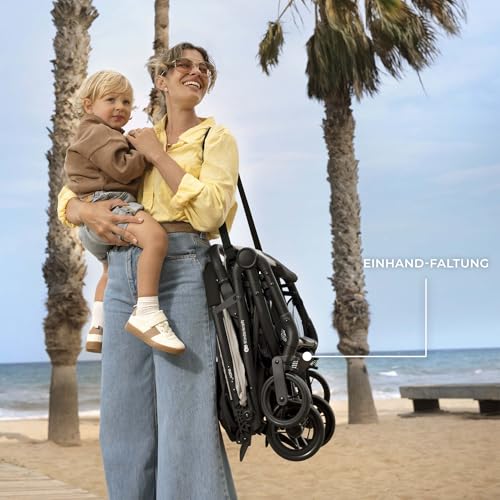 Kinderkraft Indy 3 Passeggino Leggero E Compatto, Chiusura Con Una Mano, Ultraleggero 7,3 Kg, Reclinabile, Cinghia Per Trasporto, Ruote Resistenti, Ideale Per Viaggi E Città, Nero - 2