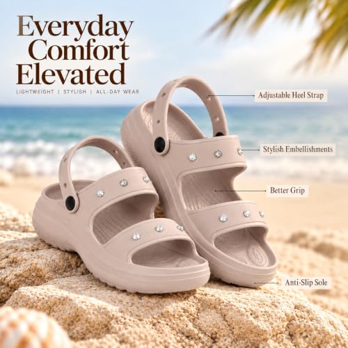 Image of TRASE Clogs Double Strap for Women | Back Strap Stylish | Comfortable, Light Weight Stylish | Anti-Skid | Everyday & Waterproof Use Mules