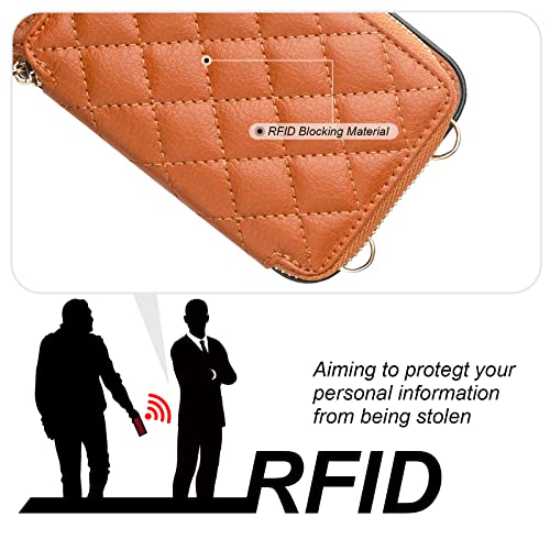 Bocasal Crossbody Wallet Case For Iphone 13 Pro, Rfid Blocking Pu Leather Zipper Handbag Purse Flip Cover, Kickstand Folio Case With Card Slots Holder Wrist Strap Lanyard 5G 6.1 Inch (Brown) #TOP2