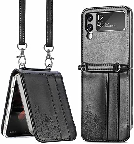 For Samsung Galaxy Z Flip 3 Case, Premium PU Leather Wallet Flip Case Cover with Card Slots for Samsung Galaxy Z Flip 3 5G Folding Phone Cover (Galaxy Z Flip 3 5G, Purple)