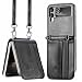 Produktbild Shinyzone Handyhülle Kompatibel mit Samsung Galaxy Z Flip 4 5G 2022 Hülle mit Kette,Leder Galaxy Flip 4 Hülle mit Kartenfach,Handykette Galaxy Flip 4 Hülle mit Kordel zum Umhängen,Schwarz