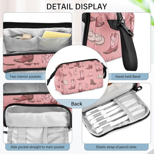 Image of Fisyme Western Cowgirls Pinks Pencil Case Large Capacity Pen Bags Box Big Makeup Pouch Organizer