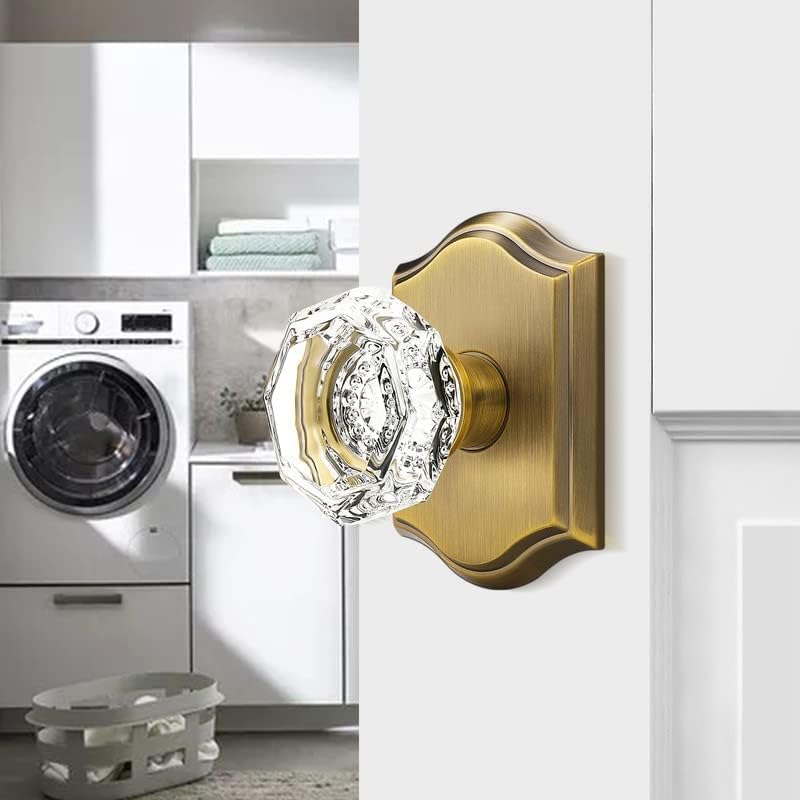 Miniatura 6 de Orger Pomos de puerta de cristal para interior de guardarropapuerta francesa, pomos decorativos inactivos individuales que no giran para un solo