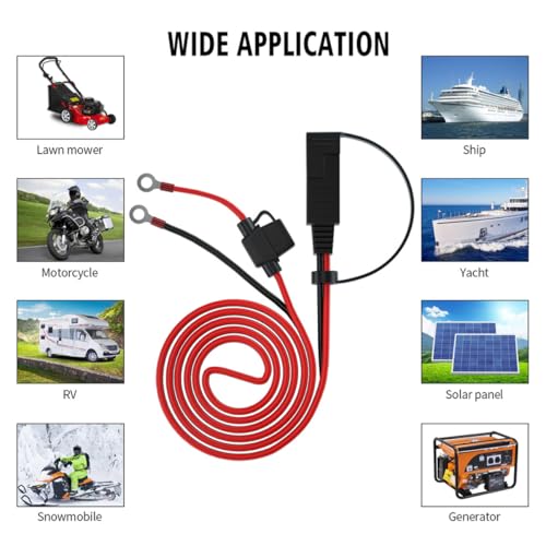 Cable de extensión de batería SAE seguro y duradero con terminales de anillo 5
