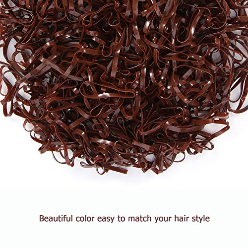 Hoyols Strong Hair Elastic Rubber Bands Ponytail Polyband No Damage Ties For Hair Women Girl Reusable 1000 Piece Pack (Brown) #TOP2