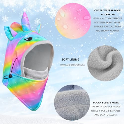 Kids Balaclava Winter Windproof Hat, Adjustable Ski Mask for Kids with Fleece Lining Cold Weather Snow Hat for Age 3-82