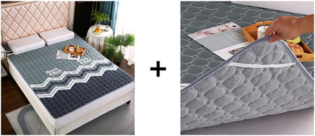 Cooling Mattress pad, Soft to The Touch, Cooling, 120 * 200cm, Half-Size Mattress pad, Plain, with Elastic at The Four Corners, Smooth (Color 2, 120 * 190cm)