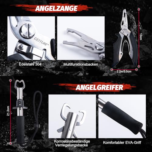 Goture Fischmesser set, Angelmesser set, Filetiermesser Fisch, Filetier-Angelset, Angelmesser mit Scheide, Schärfer, Messerset, Angelausrüstung, Angelgeschenke für Männer