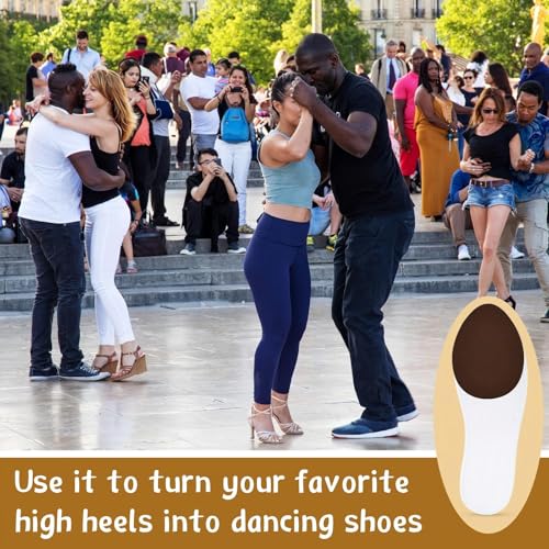 Image of Jecery 36 Pcs Suede Soles for Dance Shoes Non Slip Shoe Pads on Bottom of High Heeled Shoes Protectors Adhesive for Women (Brown)