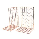 Elegant Rose Gold Bookends Pair 4.7x3.7x7 Premium Stainless Steel with Exquisite Look, Feel, Texture Book Ends. Fashion & Nobility for Shelves, Kitchen Cookbooks, Decorative for Adults & Kids