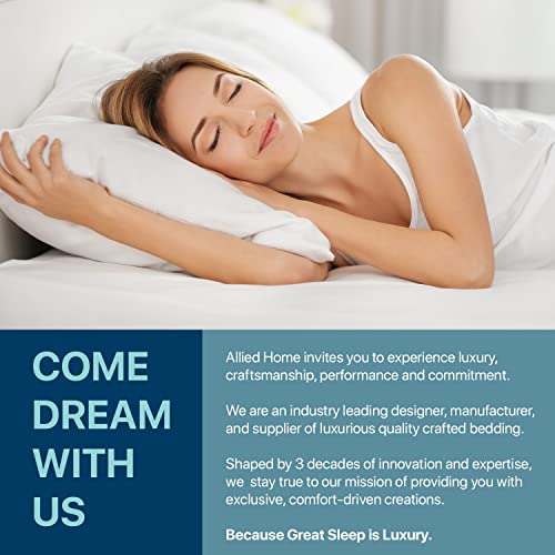 Allied Home 2" King Bed Mattress Topper W Goose Feathers & 300 Tc Cotton Shell - Hypoallergenic Dorm Essentials Bed Pad - Quilted Down Mattress Topper For King Beds - Luxury 80”X78” King Bed Topper #TOP6