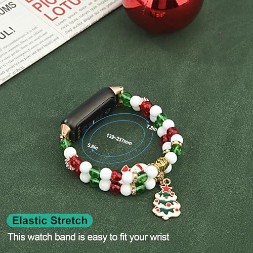 Image of Wongeto Compatible with Fitbit Luxe Bands,Fashion Handmade Elastic Stretch Pearl Bracelet Women Replacement Strap for Fitbit Luxe accssorises