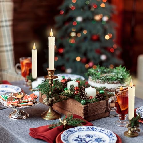 Image of Baquler 48 Pcs 6.5 inch Ivory Flameless Taper Candle LED Stick Battery Operated