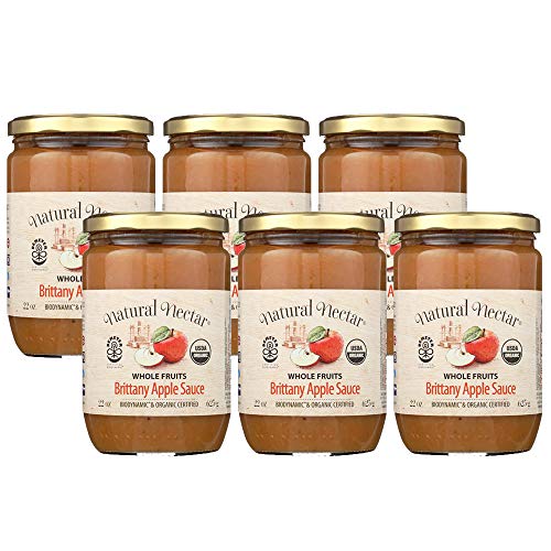 Natural Nectar Brittany Apple Sauce Biodynamic USDA Organic, 22 oz (6 Pack)