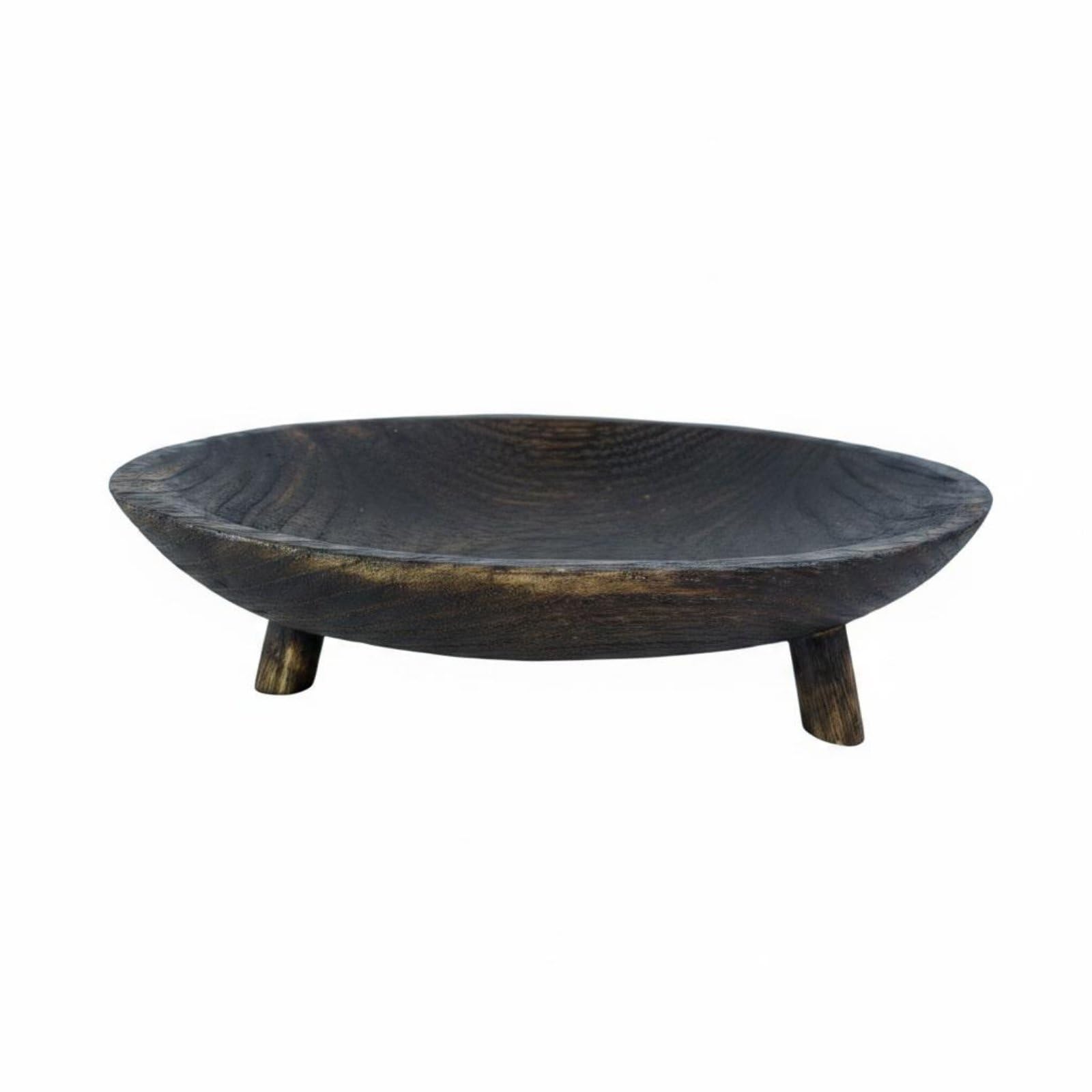 Industrie Tablett Oval Holz Tablett Serviertablett Dekoratives Tablett mit Holzmaserung Und Kurzen Beinen aus Paulownia für Esszimmer Wohnzimmer Heimgebrauch, Braun, Klein L29cm B17cm H8cm