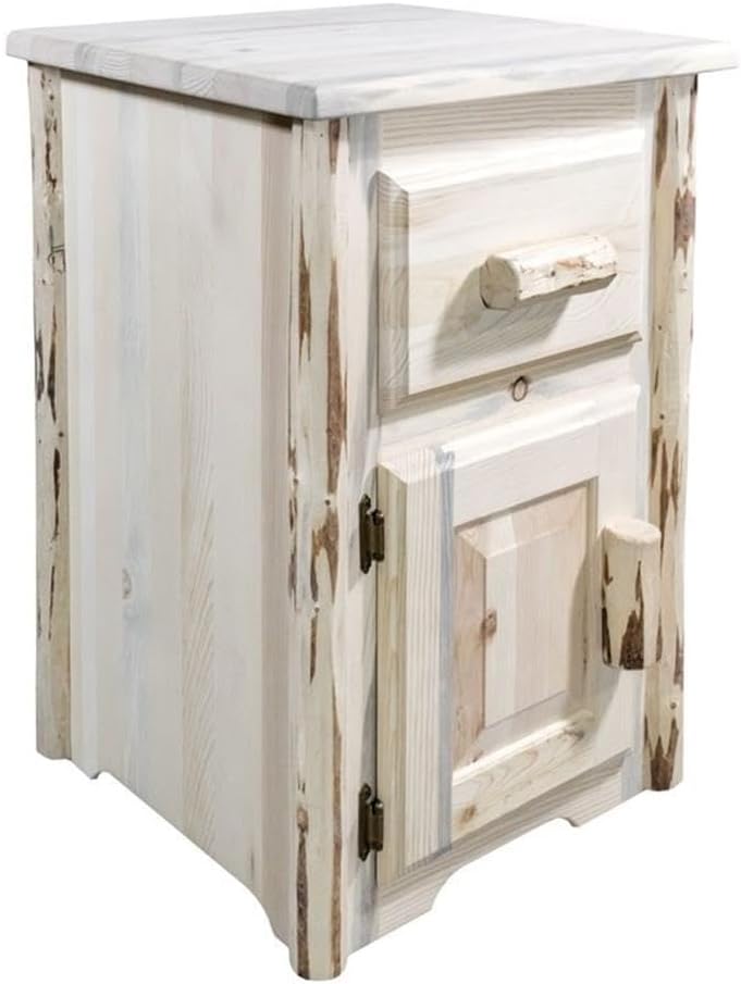 Montana Woodworks Montana Collection End Table with Drawer & Door, Right Hinged, Clear Lacquer Finish
