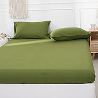 Vista 25 de Simple&Opulence Linen Fitted Sheet (1 Piece) - 14 Inch Deep Pocket Mattress Cover Natural Flax Cotton Blended Soft Breathable Bedding - Linen, Full