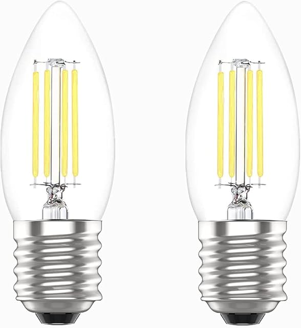 YBTOP LED E27 Edison Screw Candle Bulb,4W (Equivalent to 40W),6000K Daylight White,Non-dimmable Clear Filament,Pack of 2