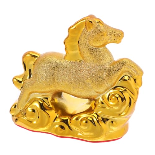 SOLUSTRE Figurita de Caballo de Porcelana para Decoración de Escritorio Año del Caballo Adorno Estable con Base Robusta de y Prosperidad para Oficina y Hogar Regalo Auspicioso