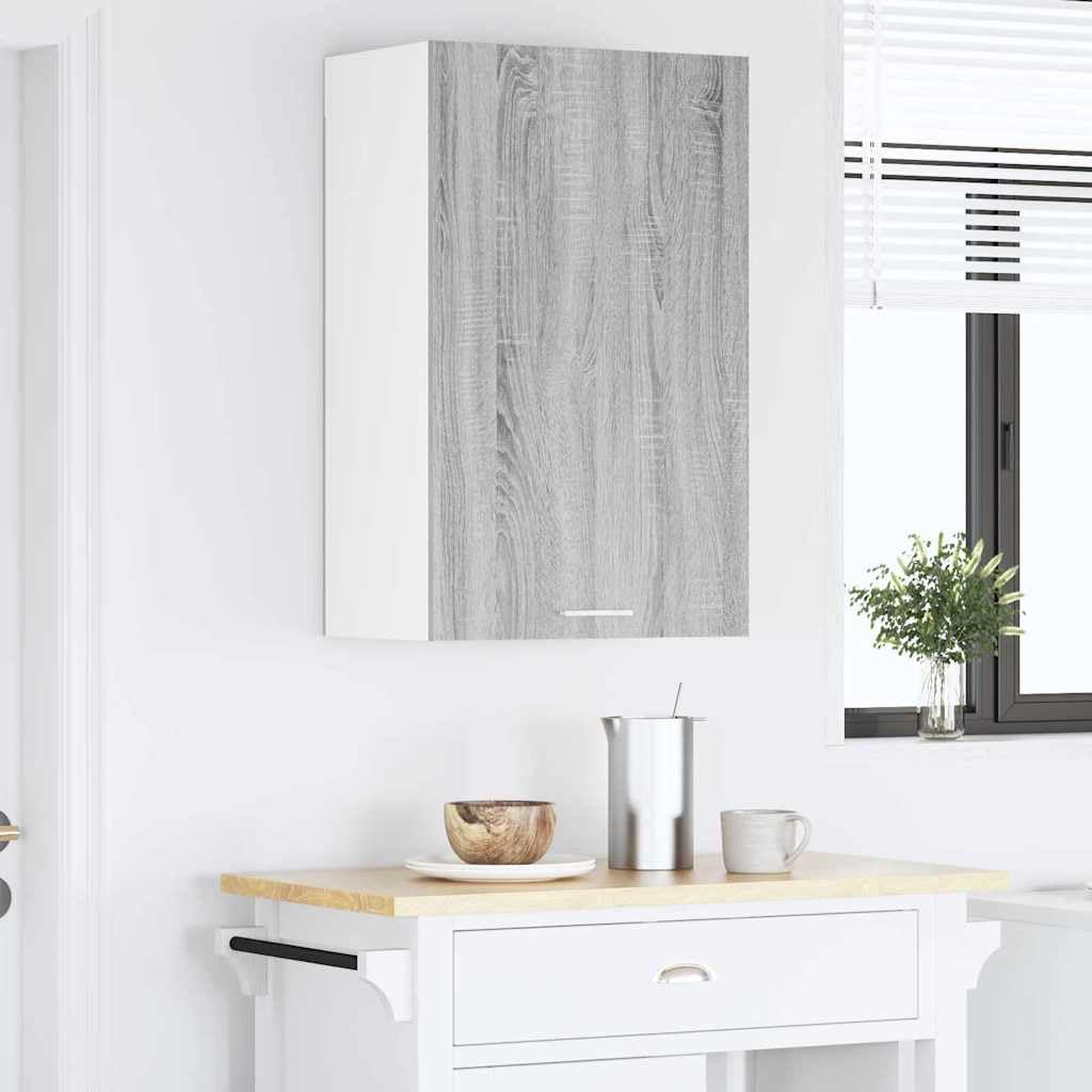 Mobile da cucina sospeso, grigio Sonoma, bianco, 50 x 31 x 80 cm