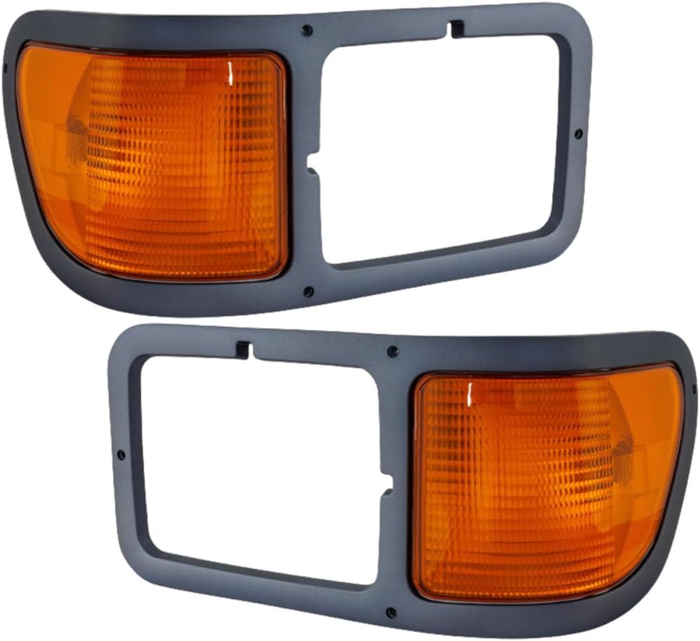 For Ford F-650 2000-2015 Headlight Bezel Assembly Driver and Passenger Side | Pair | w/Park Light | Gray | Replacement For F6HZ-13201-AAE, F6HZ-13200-AAE