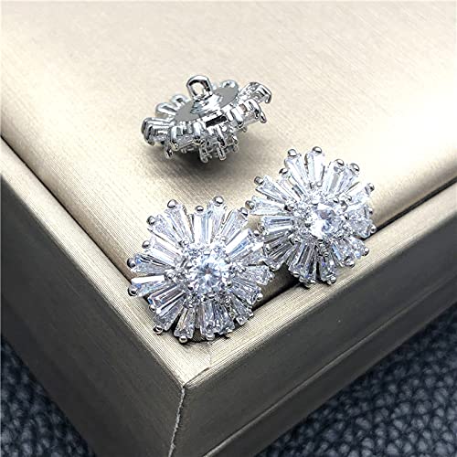 5Pcs/Lot Rhinestone Crystal Fur Buttons Cubic Zirconia Button For Coat Decorative Cz Sewing Buttons For Cashmere Knit Cardigan #TOP5