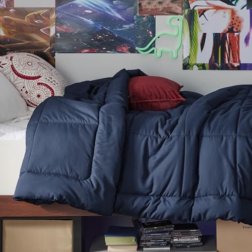 Image of Bedsure Comforter Duvet Insert - Quilted Comforters Twin Size, All Season Duvet, GentleSoft Down Alternative Bedding Blanket, with 8 Tabs, Gifts for Women /Men, Navy Blue, Twin 88 x 68 Inches