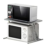 Tokyia 2-Tier-Mikrowellenherd Rackwagen Edelstahl-Küche-Regal, Reiskocher Rack-Spice Rack Cabinet Lagerung Regal Organizer, Edelstahl Farbe Gebraucht im Wohnzimmer, Büro, Schlafzimmer, Küche