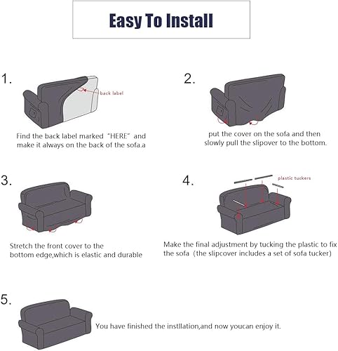 Miniatura 7 de LiveGo Funda universal para sofá, 1 pieza, funda de sofá con falda para cojín de 1, 2, 3 plazas, duradera, lavable, de alta elasticidad, protector