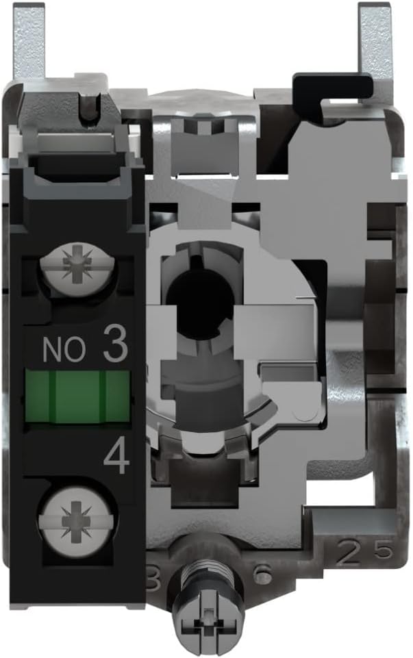 Schneider Electric XB4BD21 Harmony XB4 Selector Switch for Industrial Machinery with Metal Bezel, 2 Positions, Stay Put Operation, 1NO